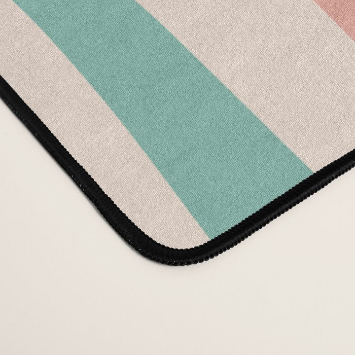 Retro Liquid Swirl Abstract Pattern Teal Blush Pink Mustard Desk Mat Gallery Image 4