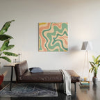 Retro Liquid Swirl Abstract Pattern Teal Blush Pink Mustard Wood Wall Art Gallery Image 2