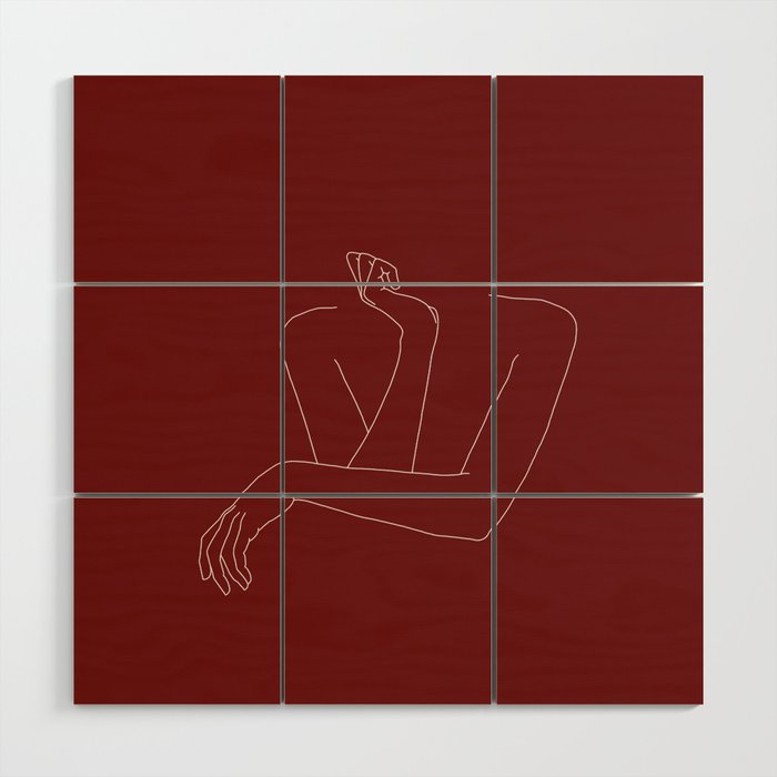 Crossed arms illustration - Anna Red Wood Wall Art Gallery Image 1