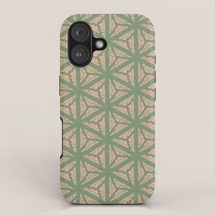 Threaded Geometric Green Peach iPhone Case Gallery Image 1