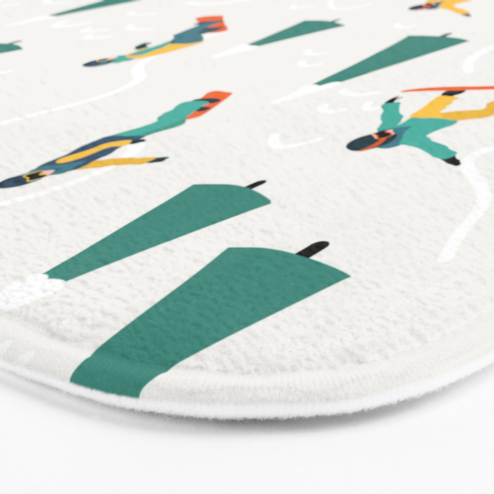 Snowboarding Illustration Pattern Bath Mat Gallery Image 3
