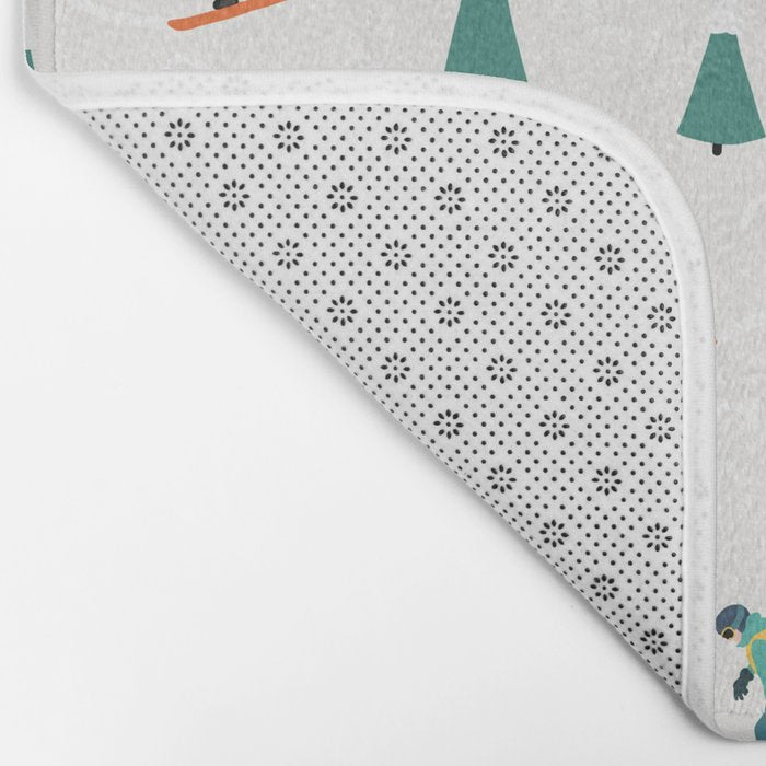 Snowboarding Illustration Pattern Bath Mat Gallery Image 2