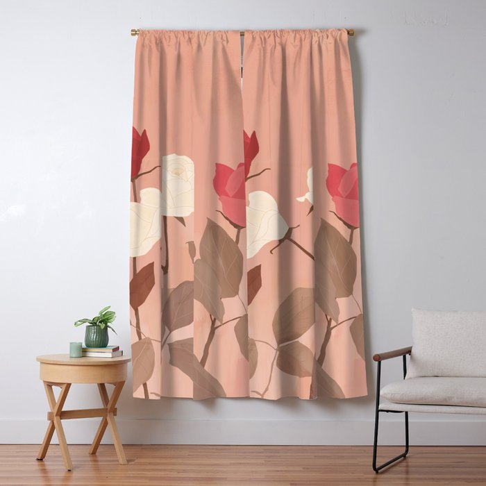 White and Red Roses Window Curtain Gallery Image 5