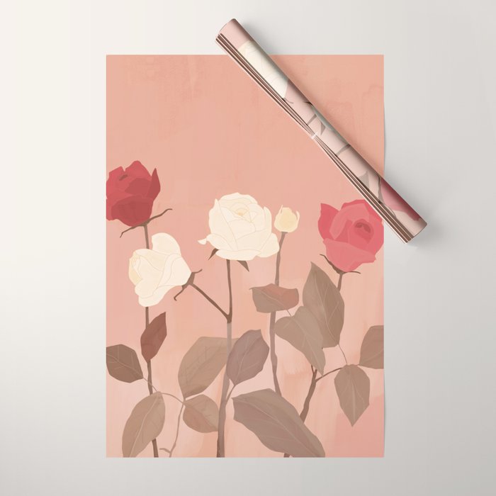 White and Red Roses Wrapping Paper Gallery Image 1