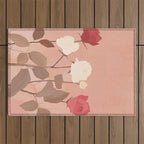 White and Red Roses Outdoor Rug Gallery Image 1
