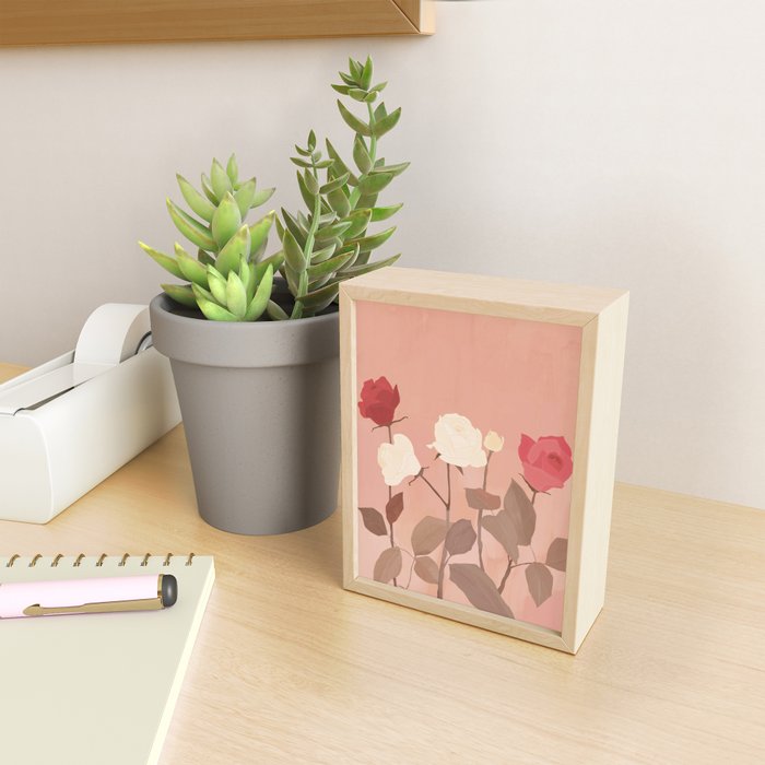 White and Red Roses Mini Art Print Gallery Image 2