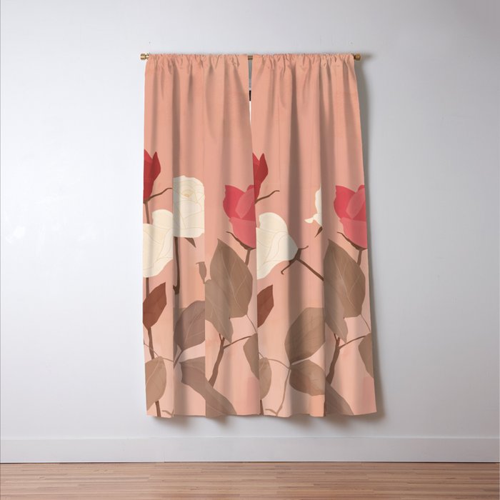 White and Red Roses Window Curtain Gallery Image 3