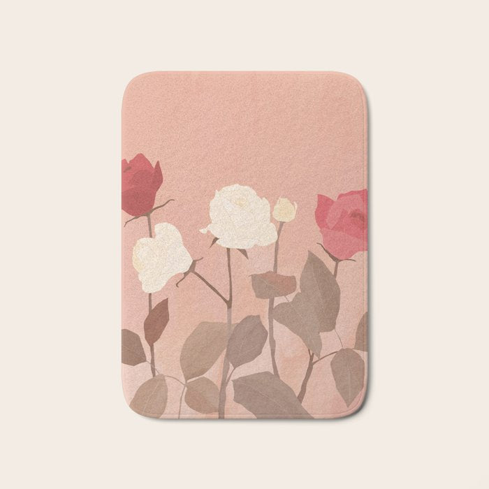 White and Red Roses Bath Mat Gallery Image 1