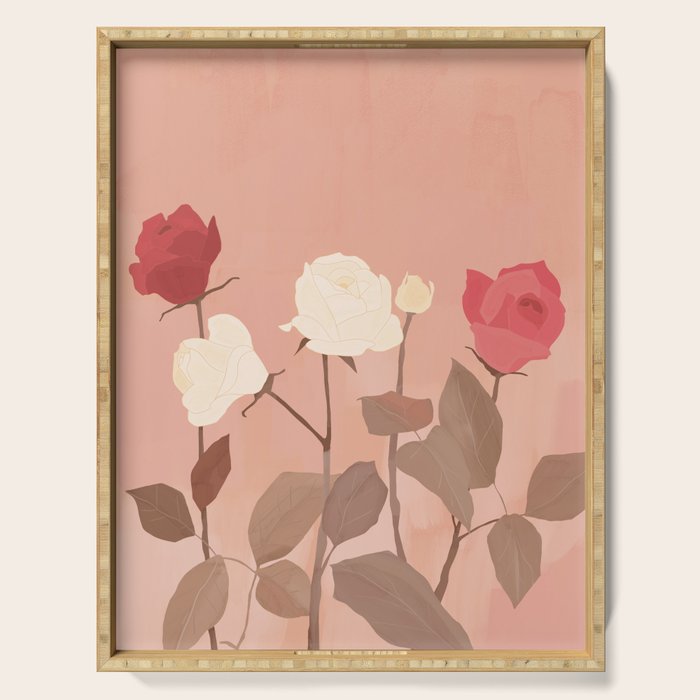 White and Red Roses Serving Tray Gallery Image 1