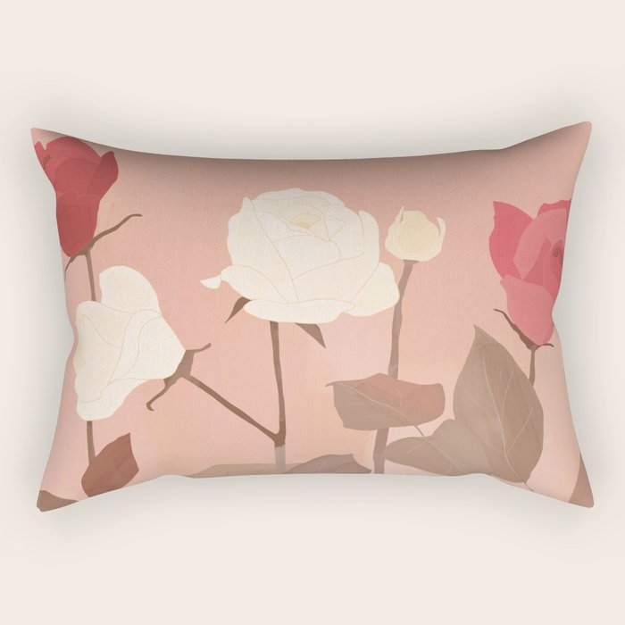 White and Red Roses Rectangular Pillow Gallery Image 1