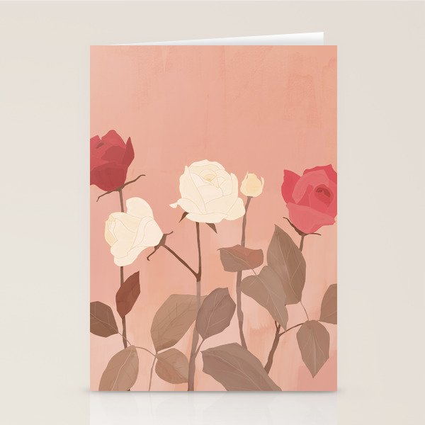 White and Red Roses Stationery Card Gallery Image 1