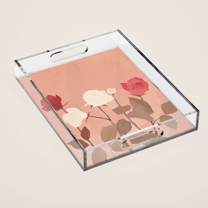 White and Red Roses Acrylic Tray Gallery Image 1