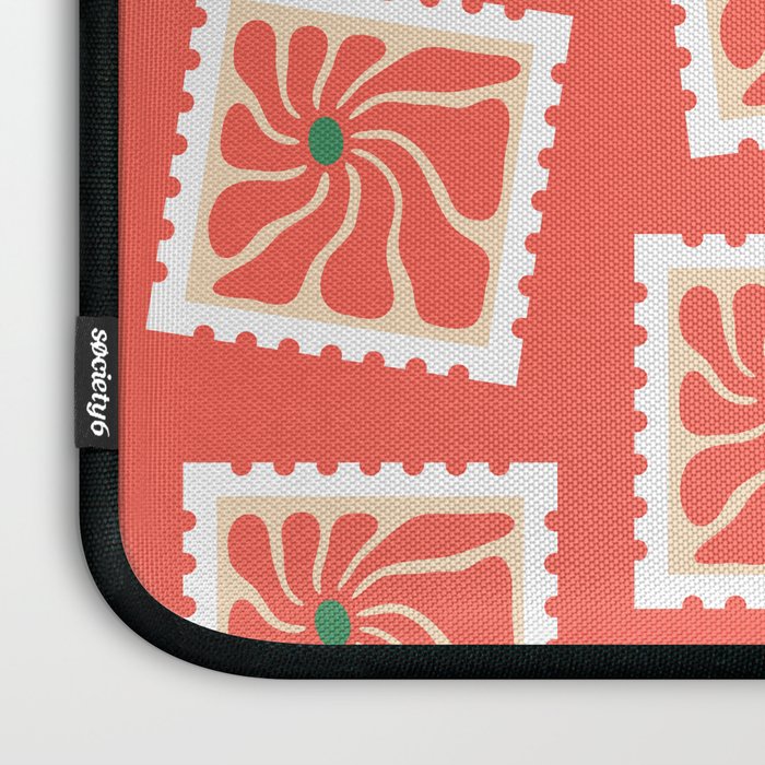 Vintage flower postage stamp pattern Laptop Sleeve Gallery Image 3
