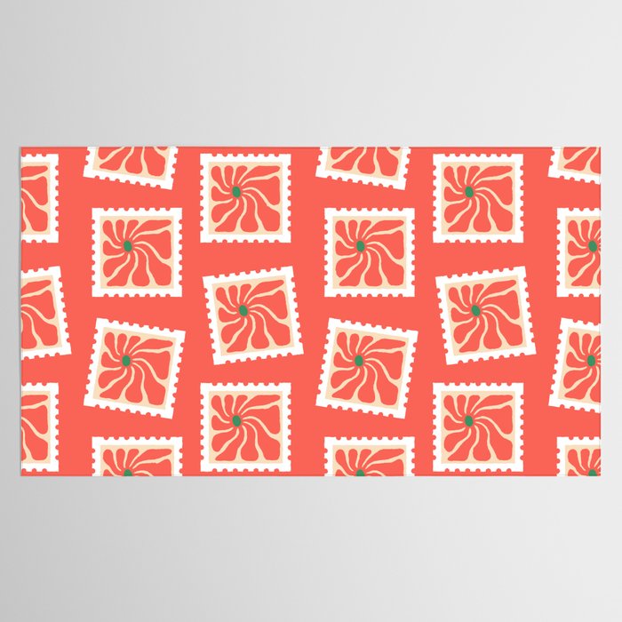 Vintage flower postage stamp pattern Tablecloth Gallery Image 2