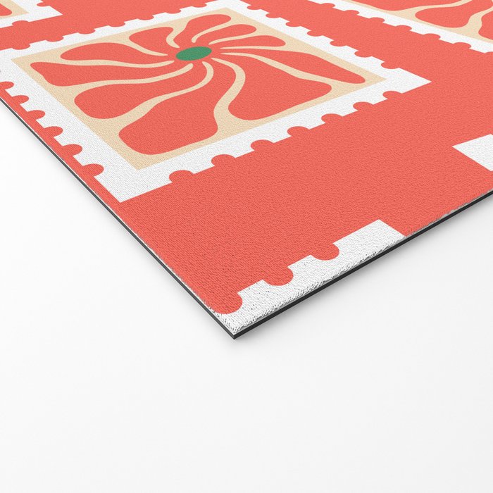 Vintage flower postage stamp pattern Welcome Mat Gallery Image 2