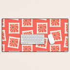 Vintage flower postage stamp pattern Desk Mat Gallery Image 1