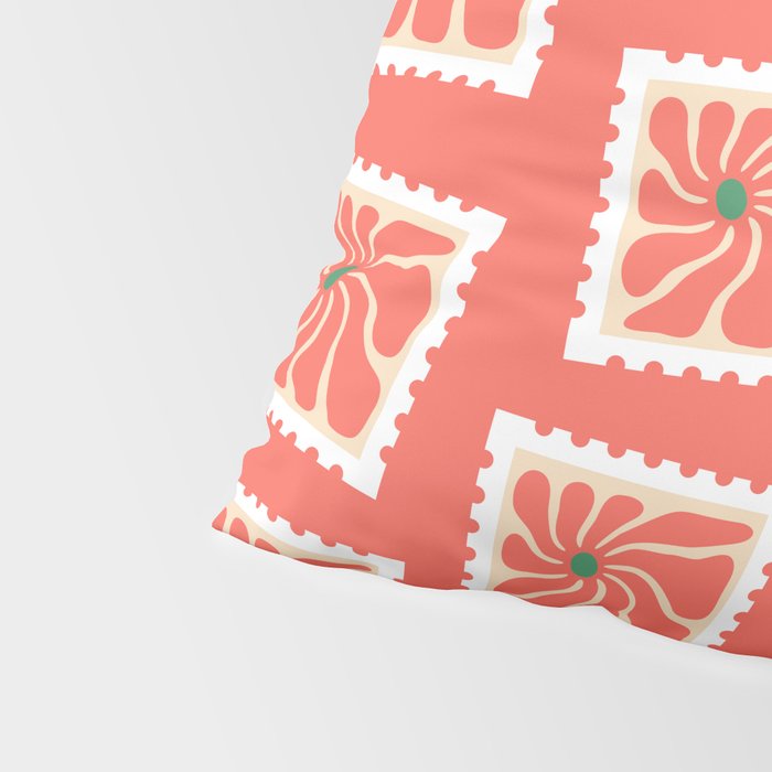 Vintage flower postage stamp pattern Pillow Sham Gallery Image 4