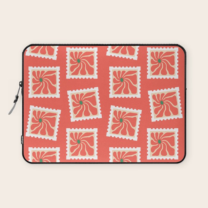 Vintage flower postage stamp pattern Laptop Sleeve Gallery Image 1