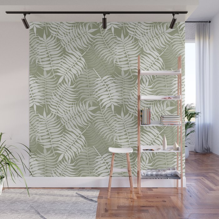 Palm Leaves . Lush Green Wall Mural Gallery Image 1