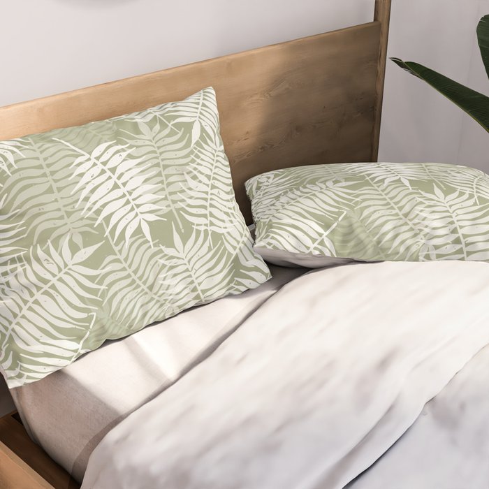 Palm Leaves . Lush Green Pillow Sham Gallery Image 2