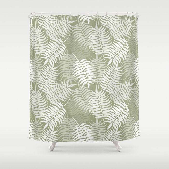 Palm Leaves . Lush Green Shower Curtain Gallery Image 1