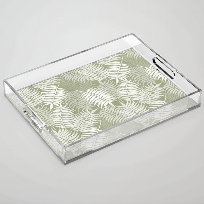 Palm Leaves . Lush Green Acrylic Tray Gallery Image 1