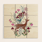 Floral Deer Wood Wall Art Gallery Image 1