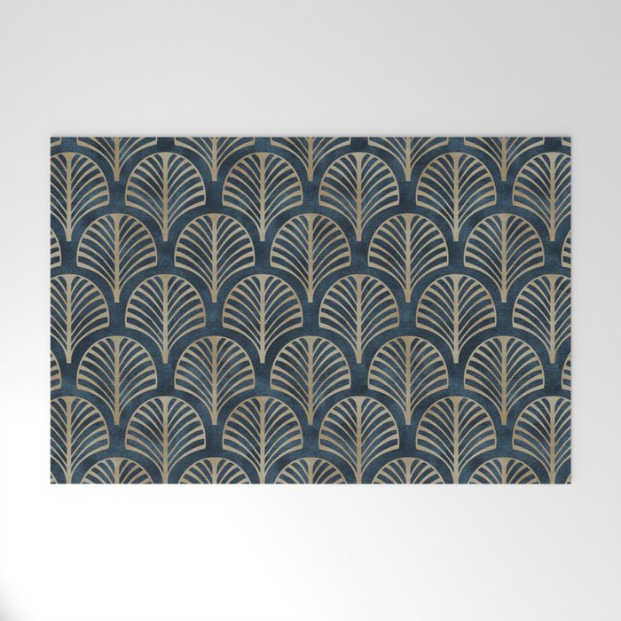 Art Deco, Decorative Fan Leaves Welcome Mat Gallery Image 1