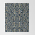 Art Deco, Decorative Fan Leaves Throw Blanket Gallery Image 2