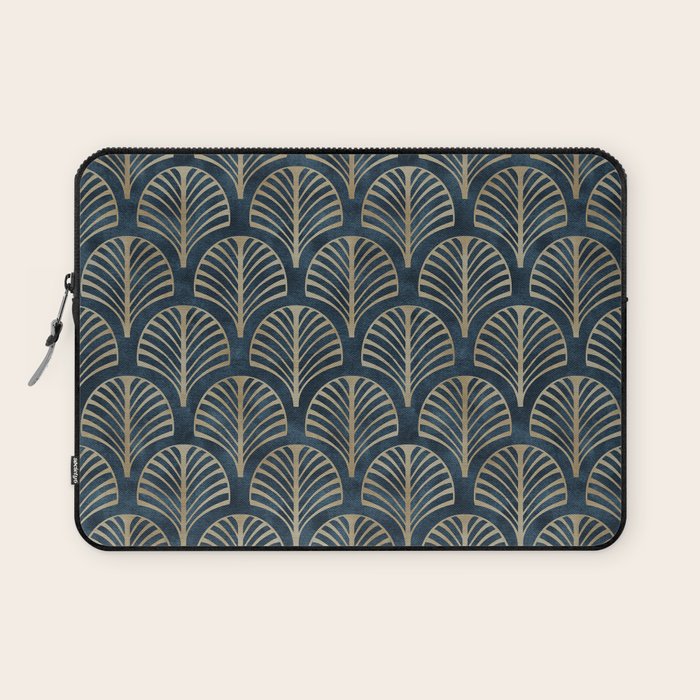Art Deco, Decorative Fan Leaves Laptop Sleeve Gallery Image 1