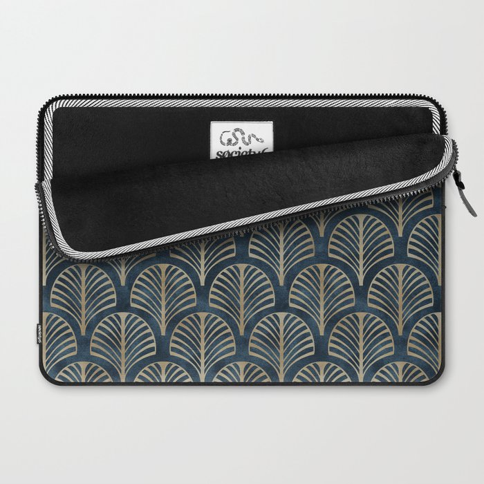 Art Deco, Decorative Fan Leaves Laptop Sleeve Gallery Image 2