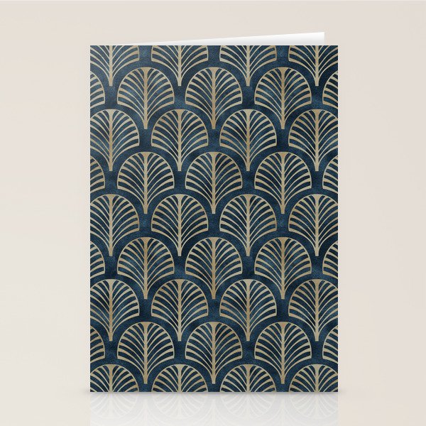 Art Deco, Decorative Fan Leaves Stationery Card Gallery Image 1