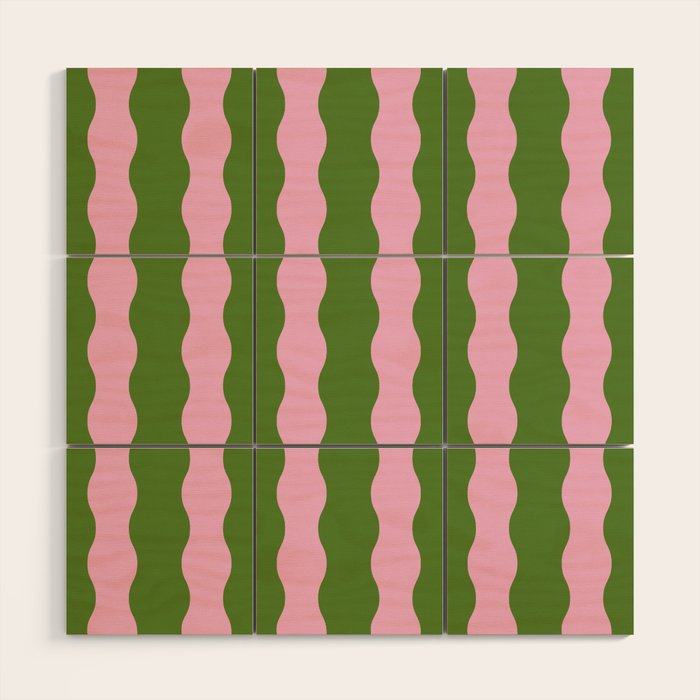 Wavy Retro Striped Pattern Wood Wall Art Gallery Image 1