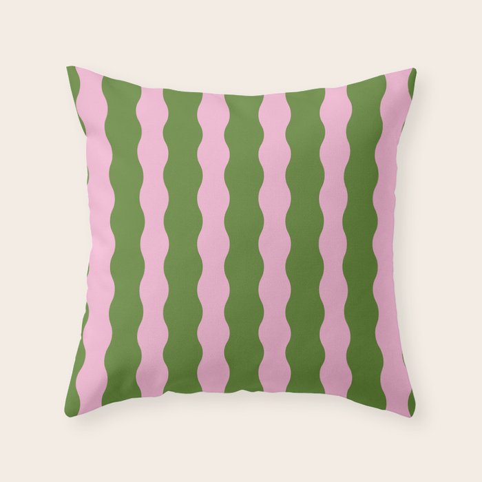 Wavy Retro Striped Pattern Throw Pillow Gallery Image 1