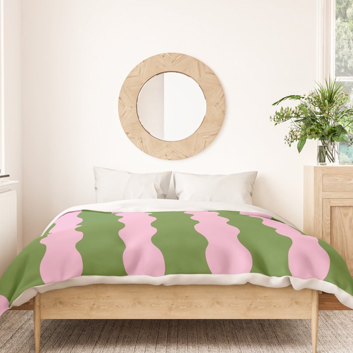 Wavy Retro Striped Pattern Duvet Cover Gallery Image 3