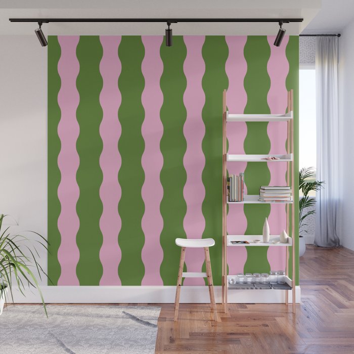 Wavy Retro Striped Pattern Wall Mural Gallery Image 1