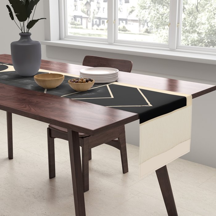 Geometric Shapes Black and White 4 Table Runner Gallery Image 2