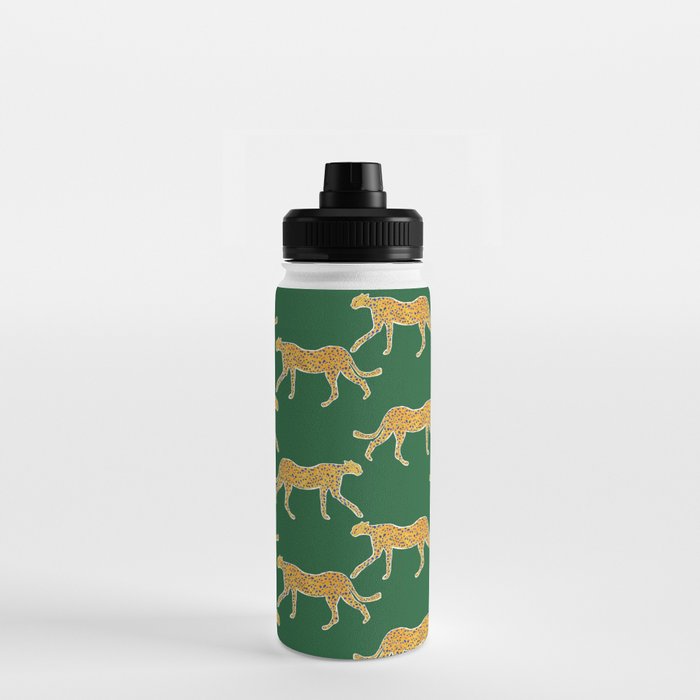 Tropical Animal Print Green Cheetah Illustration Water Bottle Gallery Image 3
