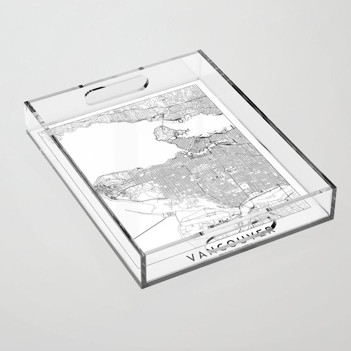 Vancouver White Map Acrylic Tray Gallery Image 1