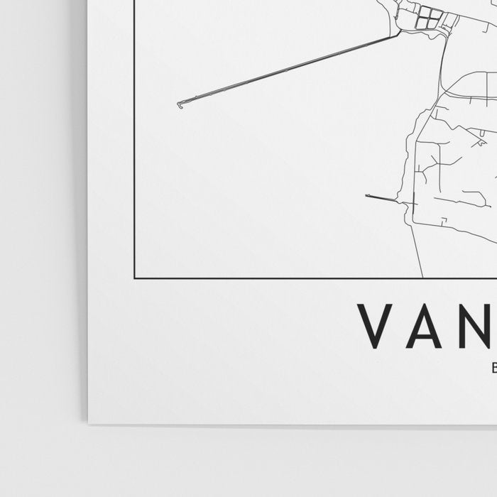 Vancouver White Map Poster Gallery Image 3
