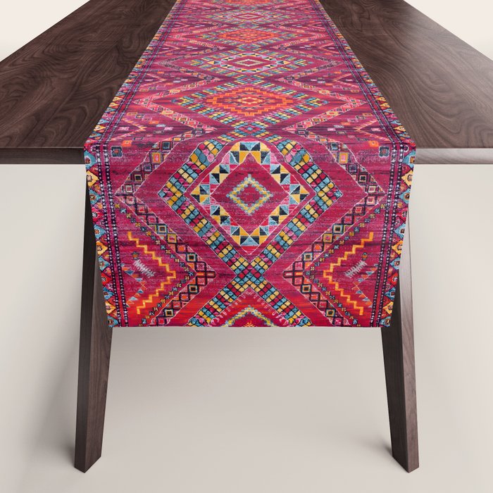Rose Oasis: Vintage Bohemian Geometric Heritage Table Runner Gallery Image 1