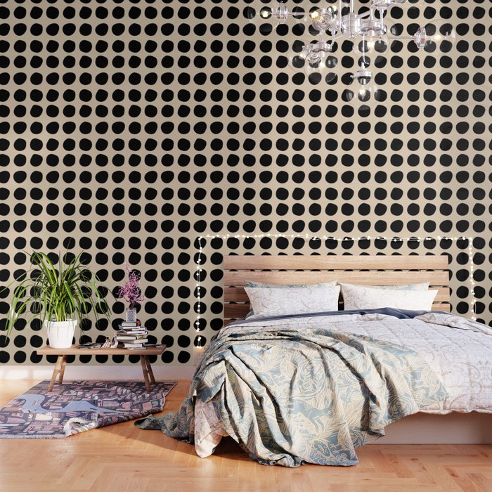 Irregular Polka Dots black and cream Wallpaper Gallery Image 1