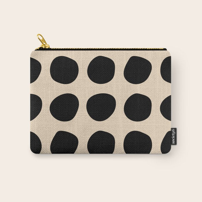 Irregular Polka Dots black and cream Carry All Pouch Gallery Image 1