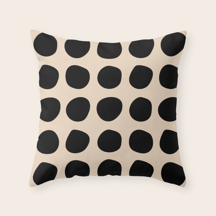 Irregular Polka Dots black and cream Throw Pillow Gallery Image 6