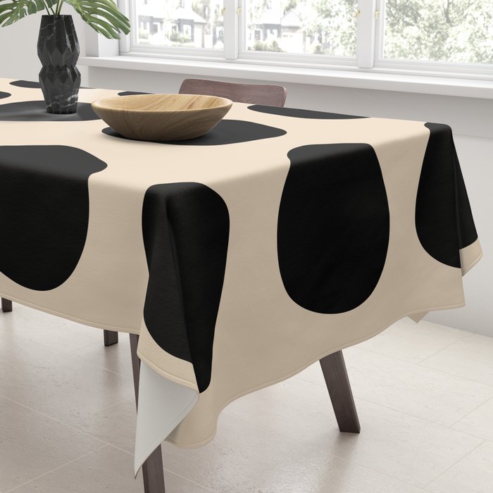 Irregular Polka Dots black and cream Tablecloth Gallery Image 3