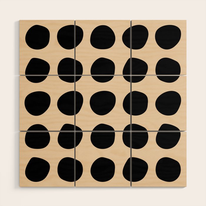 Irregular Polka Dots black and cream Wood Wall Art Gallery Image 1