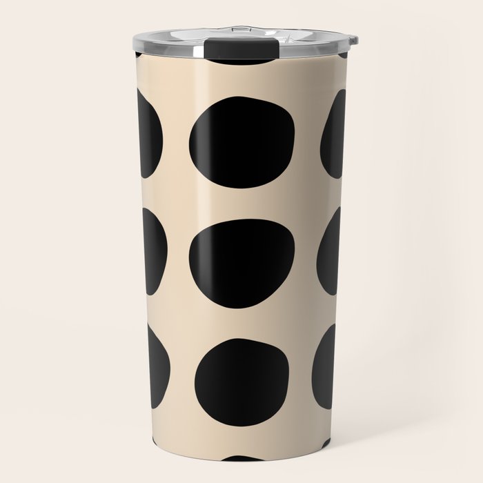 Irregular Polka Dots black and cream Travel Mug Gallery Image 1