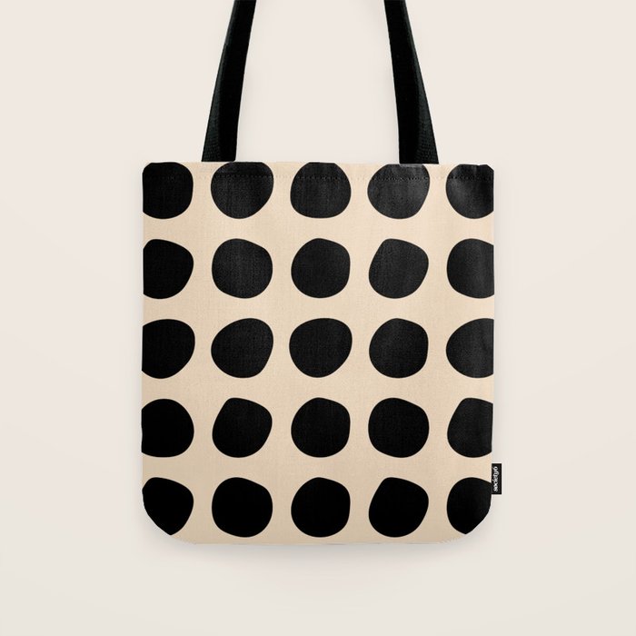 Irregular Polka Dots black and cream Tote Bag Gallery Image 1