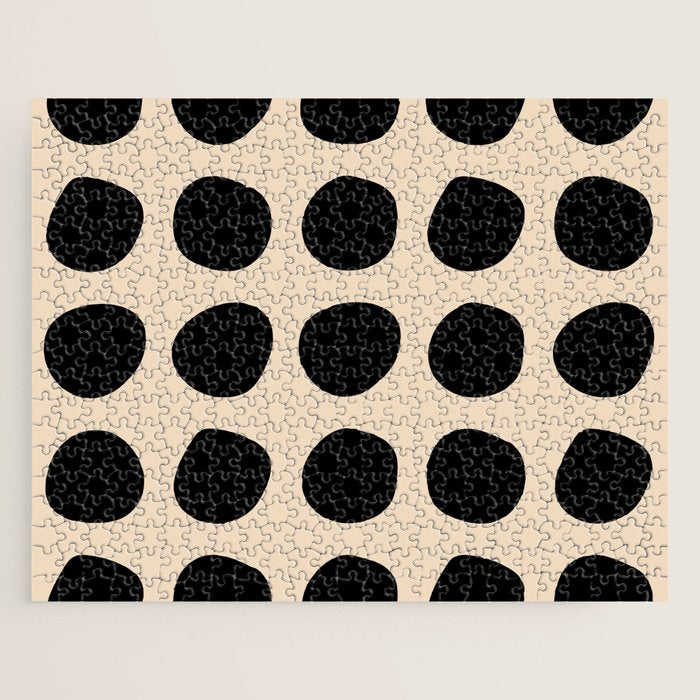 Irregular Polka Dots black and cream Jigsaw Puzzle Gallery Image 1