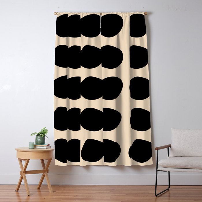 Irregular Polka Dots black and cream Window Curtain Gallery Image 1